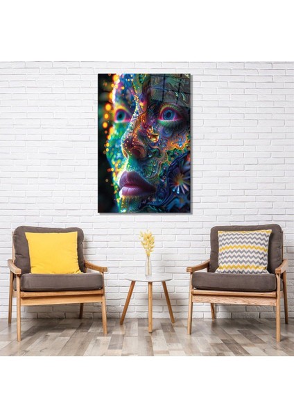 Kozmik Yansıma Renkli Yüz Cam Tablo Hediyelik Büyük Tablo Ev Ofis Dekoru