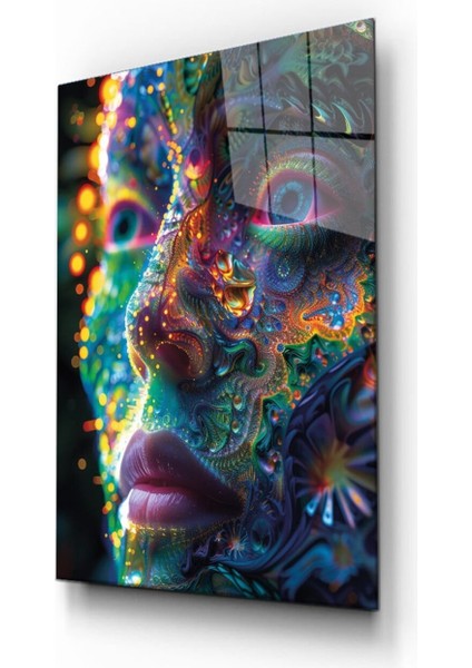 Kozmik Yansıma Renkli Yüz Cam Tablo Hediyelik Büyük Tablo Ev Ofis Dekoru modelleri