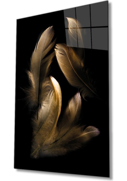 Kahverengi Tüy Cam Tablo, Ev ve Ofis Duvar Dekoru, Hediyelik Büyük Temperli 4 mm Cam Tablo