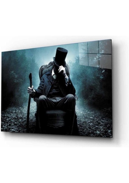 Asalı Şapkalı Adam Cam Tablo, Ev ve Ofis Duvar Dekoru Hediyelik Büyük Tablo Dayanıklı Cam