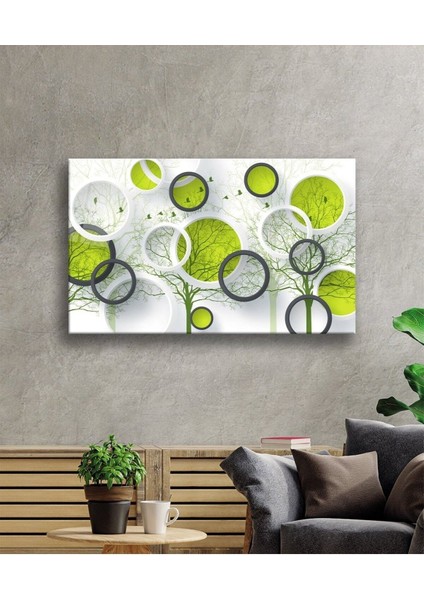 Yeşil Daireler Cam Tablo, Ev ve Ofis Duvar Dekoru Hediyelik Büyük Tablo Dayanıklı Cam fiyatları
