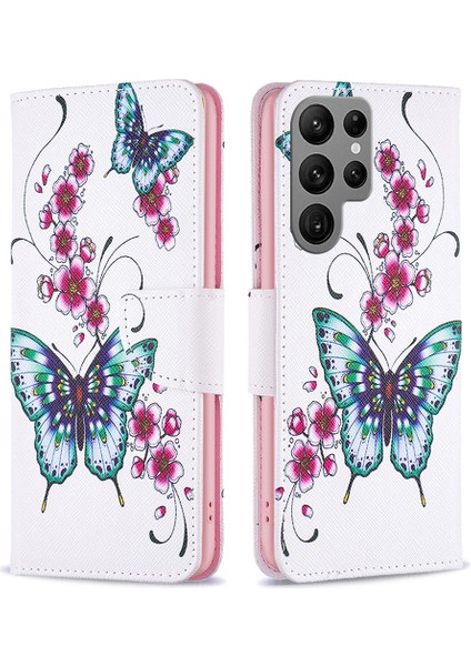 Samsung Galaxy S24 Ultra Desen Baskı Şeffini Çiçeği Kelebekleri Telefon Kılıfı (Yurt Dışından)