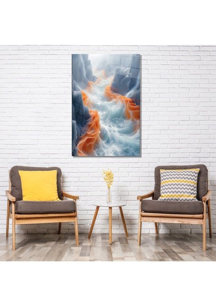 Ateş ve Buzun Dansı Cam Tablo Hediyelik Büyük Tablo Ev Ofis Dekoru