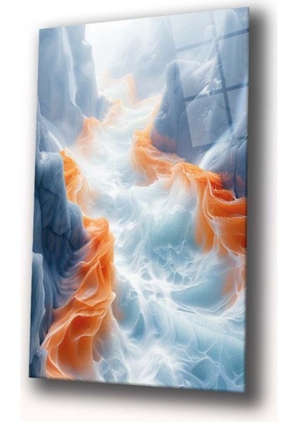 Ateş ve Buzun Dansı Cam Tablo Hediyelik Büyük Tablo Ev Ofis Dekoru modelleri