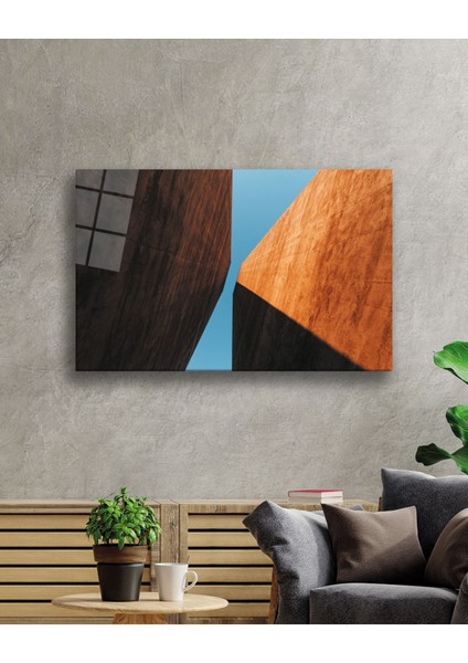 Kahverengi Mavi Geometrik Cam Tablo, Ev ve Ofis Duvar Dekoru Hediyelik Büyük Tablo Dayanıklı Cam fiyatları