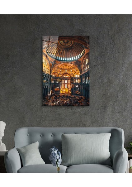 Ayasofya Camii Motif Dini Islami Cam Tablo Ev ve Ofis Duvar Dekoru Hediyelik Büyük Tablo Cam fiyatları