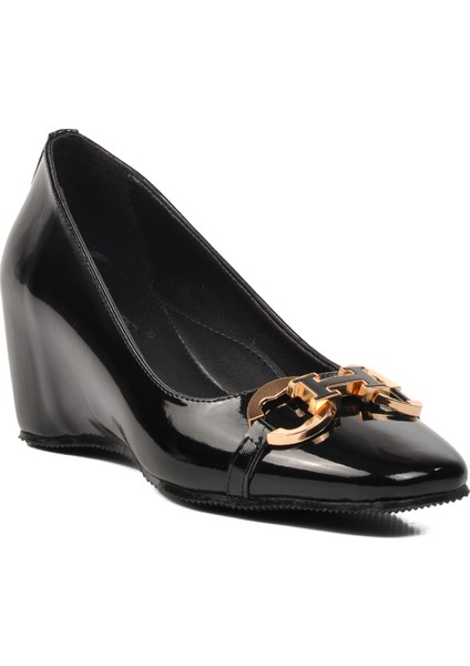 312078 Siyah Kadın Dolgu Topuklu Ayakkabı modelleri