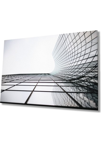 Kare Pencereli Geometrik Cam Tablo, Ev ve Ofis Duvar Dekoru Hediyelik Büyük Tablo Dayanıklı Cam