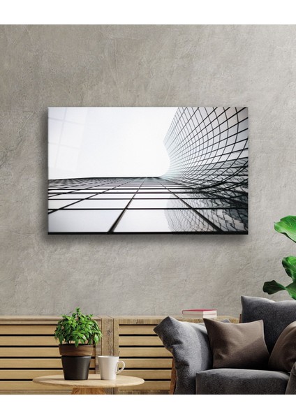 Kare Pencereli Geometrik Cam Tablo, Ev ve Ofis Duvar Dekoru Hediyelik Büyük Tablo Dayanıklı Cam fiyatları