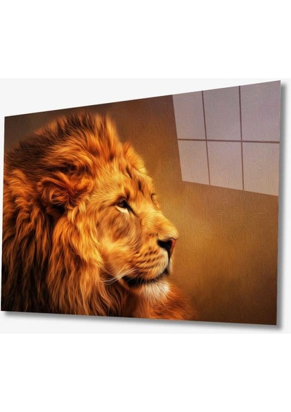 Aslan Hayvan Cam Tablo 4mm Dayanıklı Temperli Cam