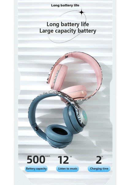 E83 Grafiti Desenli LED Işıklı Kablosuz Bluetooth Tasarım Kulaklık