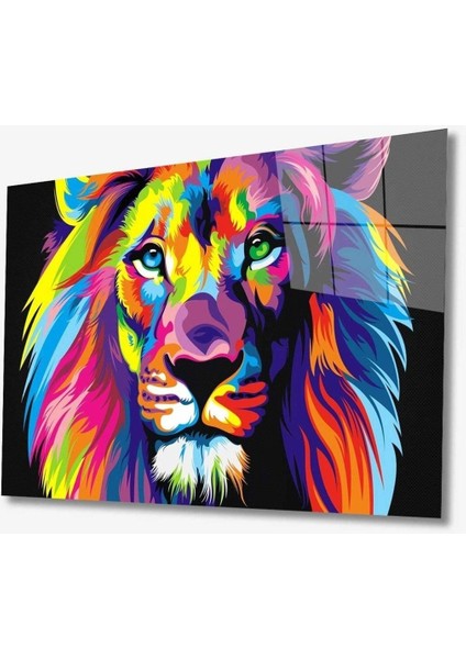 Aslan Hayvan Cam Tablo 4mm Dayanıklı Temperli Cam