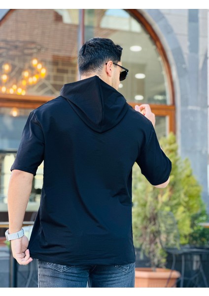 Siyah Originals Nakışlı Kapşonlu Iki Iplik Kısa Kollu T-Shirt fırsatları