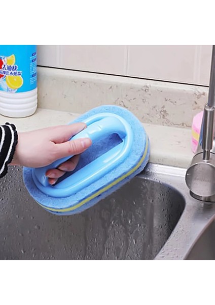 Dayanıklı Sünger Fırça 3 Katlı Lavabo Mutfak Banyo Bulaşık Yıkama Fırçası