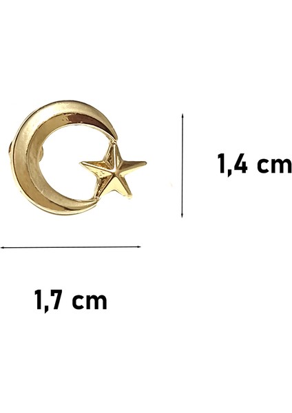 Ay Yıldız Gold Renk Metal Yaka Rozeti 1 Paket 6'lı