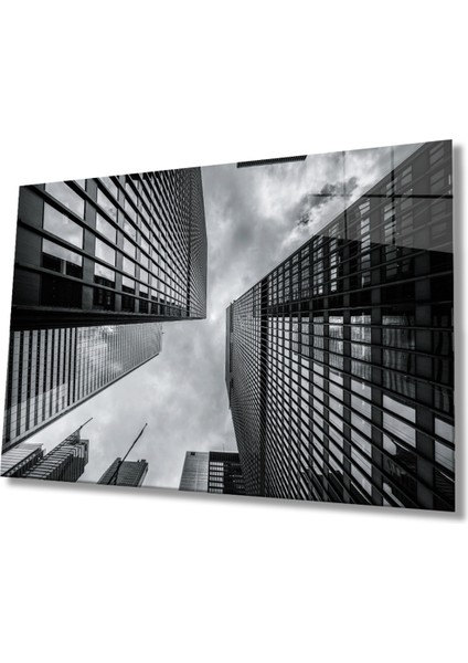 Siyah Beyaz Geomeetrik Cam Tablo, Ev ve Ofis Duvar Dekoru Hediyelik Büyük Tablo Dayanıklı Cam