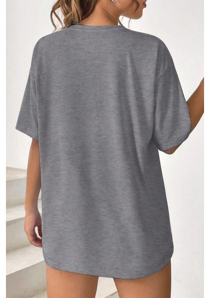 Only Trendwear Unisex Be Happy Baskılı Oversize Tshirt fırsatları