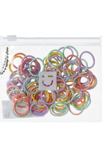 Şeffaf Taşıma Çantalı Orta Boy Saç Lastiği - Renkli (100 Adet)
