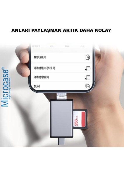 Otg 7 In 1 Lightning Type C USB Hafıza Kart Okuyucu iPhone Android Kart Saklama Kutusu AL4217