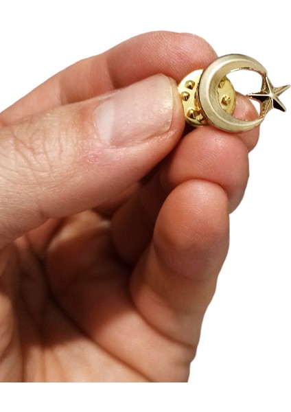 Ay Yıldız Gold Renk Metal Yaka Rozeti 1 Paket 12'li indirimleri