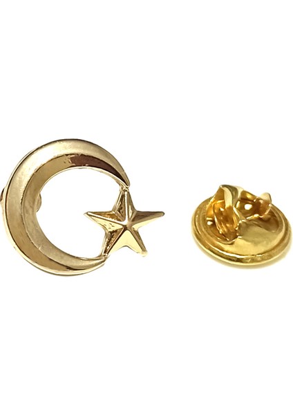 Ay Yıldız Gold Renk Metal Yaka Rozeti 1 Paket 12'li modelleri