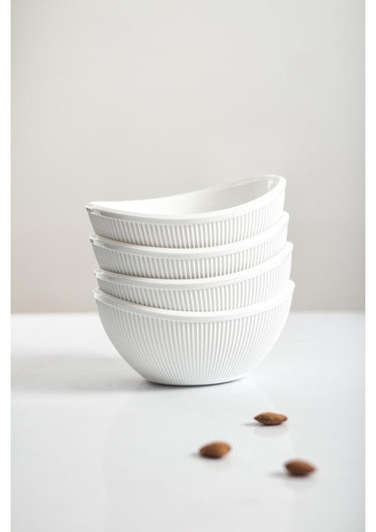 Akrilik Barok Beyaz Oval 4'lü Küçük Kase Seti & Çerezlik & Sunumluk & Ikramlık (Cam Değildir) indirimleri