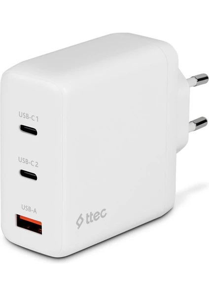 Smartcharger Trio Gan 120W Pd Seyahat Hızlı Şarj Aleti 2 Usb-C+Usb-A