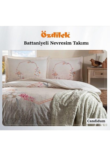 Çift Kişilik Ranforce Nevresim Takımı Trendy Batt.krem Candidum