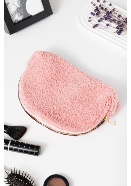 Pembe Peluş Makyaj Çantası Kozmetik Kişisel Bakım Organizer Çanta fiyatları