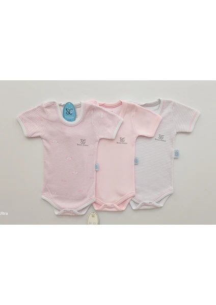 Sweet Cotton Kısa Kollu 3'lü Body Pamuklu Desenli Çıtçıtlı Zıbın