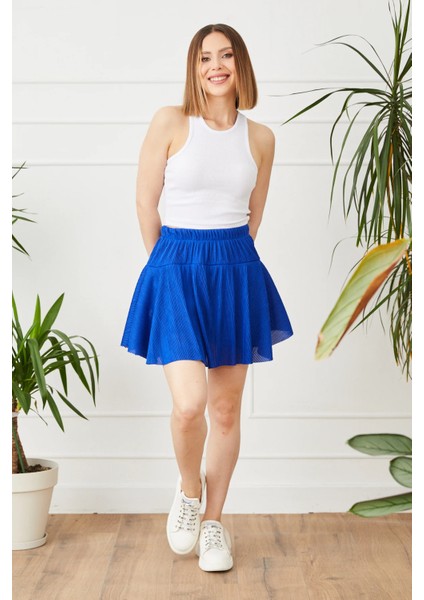 Saks Mavisi Şort Etek