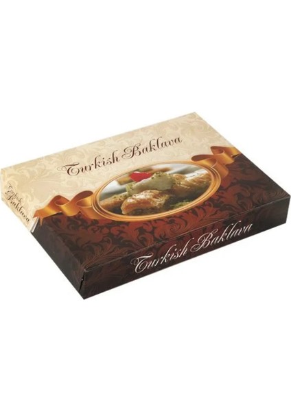 Baklava Kutusu Metalizeli Krome 1 kg 100'LÜ 18 x 25 x 4 cm