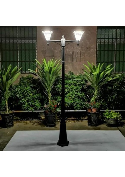 2x100W Güneş Enerjili Solar Bahçe Armatür 300CM Direkli