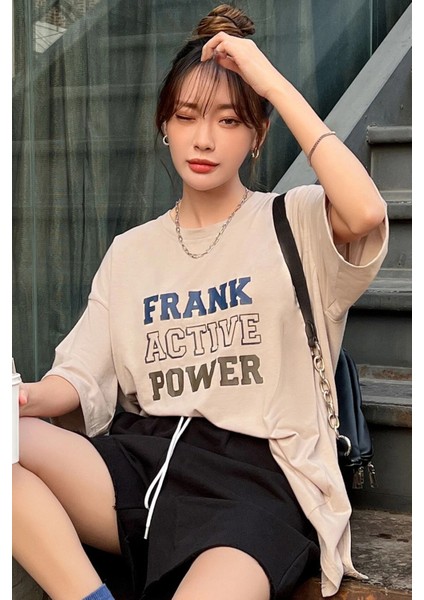 Only Trendwear Unisex Frank Active Power Baskılı Oversize Tshirt modelleri