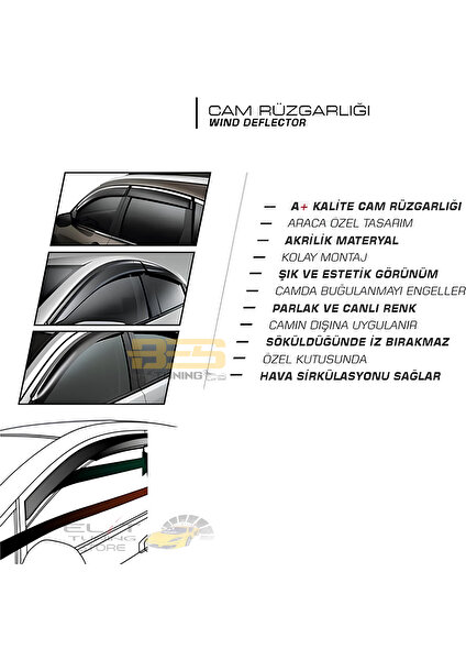 Bes Tuning Citroen Berlingo 2018-2020 Sunplex Sport Style Cam Rüzgarlığı Set 2li