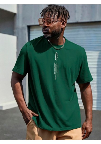 Dikey Baskılı Erkek T-Shirt