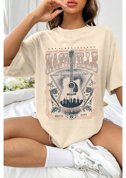 Only Trendwear Unisex Music City Baskılı Oversize Tshirt fiyatları