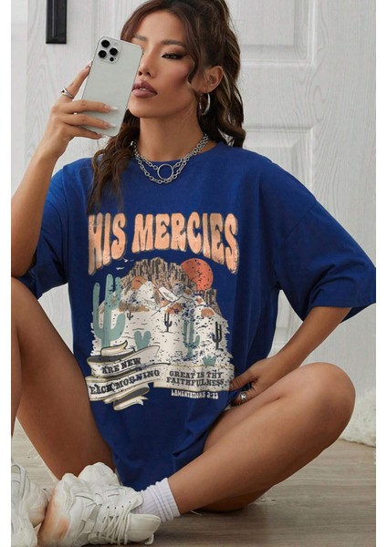 Only Trendwear Unisex His Mercies Baskılı Oversize Tshirt