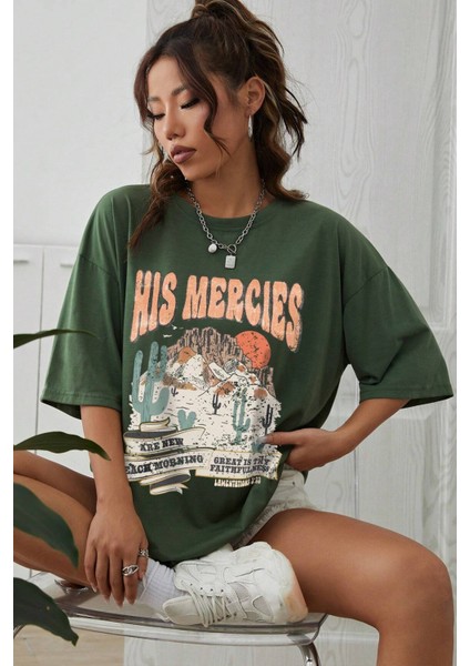 Only Trendwear Unisex His Mercies Baskılı Oversize Tshirt modelleri