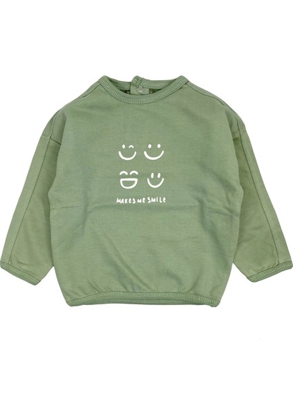 Makes Me Smile Bebek Sweatshirt Yeşil