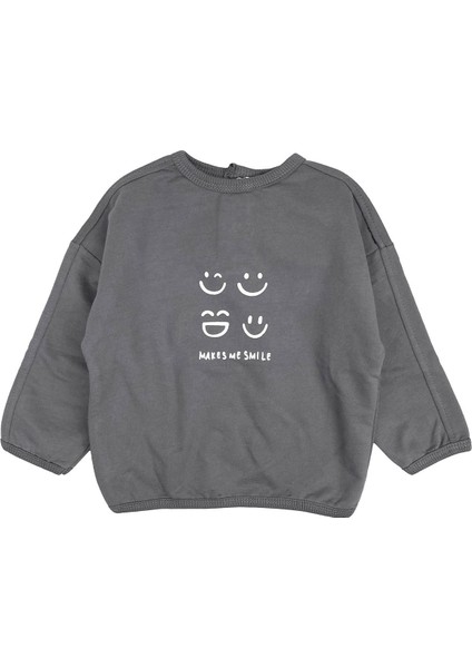 Makes Me Smile Bebek Sweatshirt Antrasit