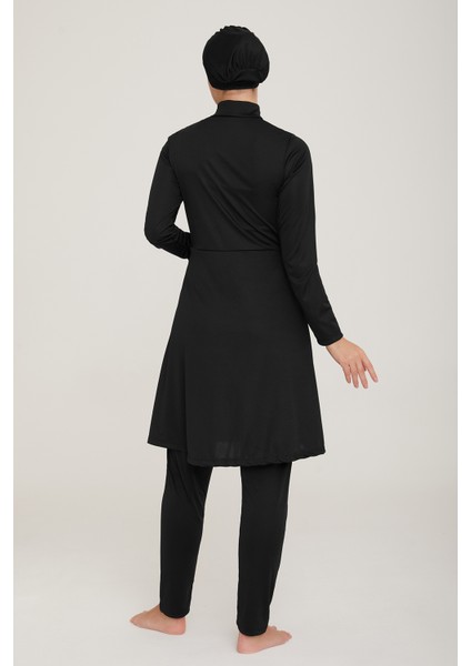 Likralı Tam Kapalı Tesettür Mayo Maysız Düz 9020 Siyah Remsa Mayo fırsatları