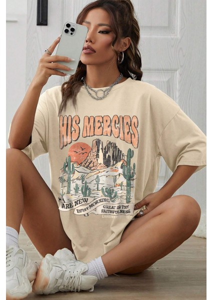 Only Trendwear Unisex His Mercies Baskılı Oversize Tshirt fiyatları
