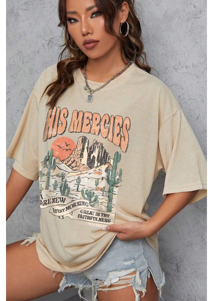 Only Trendwear Unisex His Mercies Baskılı Oversize Tshirt modelleri