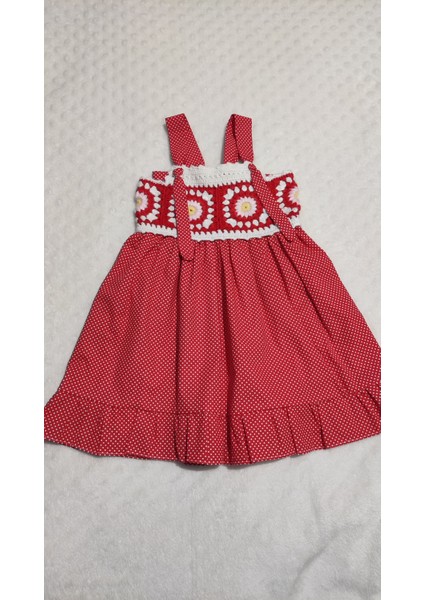 Kırmızı Bebek Elbisesi ve Patik Takımı
