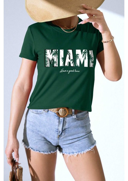 Unisex Miami Baskılı Oversize Tshirt