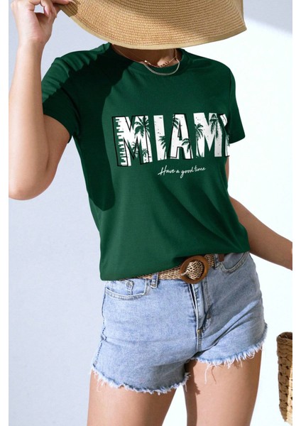 Unisex Miami Baskılı Oversize Tshirt