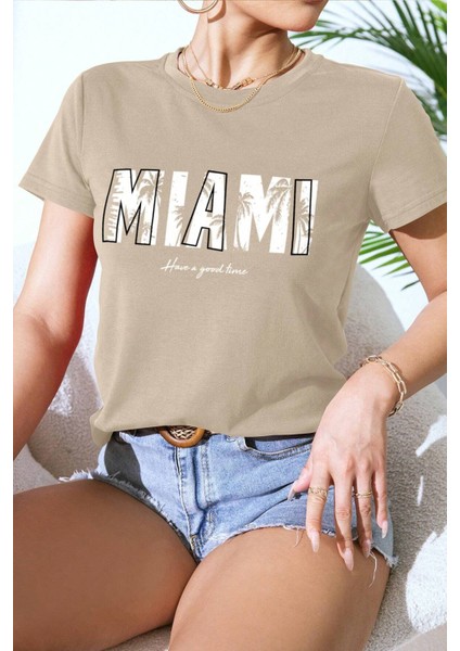 Only Trendwear Unisex Miami Baskılı Oversize Tshirt