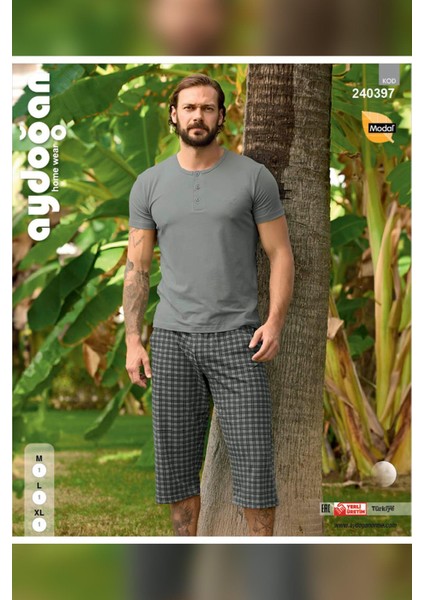 Erkek Civan Modal Bermuda Mint Pijama Takım 240397