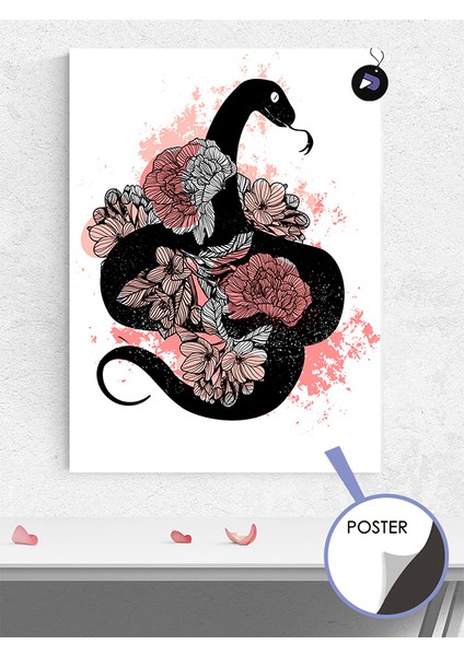 Yılan Sevgisi Hayvan Poster - Afiş - Dekoratif Duvar Posteri